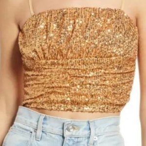 🔥 Revolve Free People Ta Da Top in Gold Sequins  Small SOLD OUT NWT